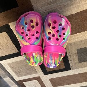 Tie dyed croc style shoes